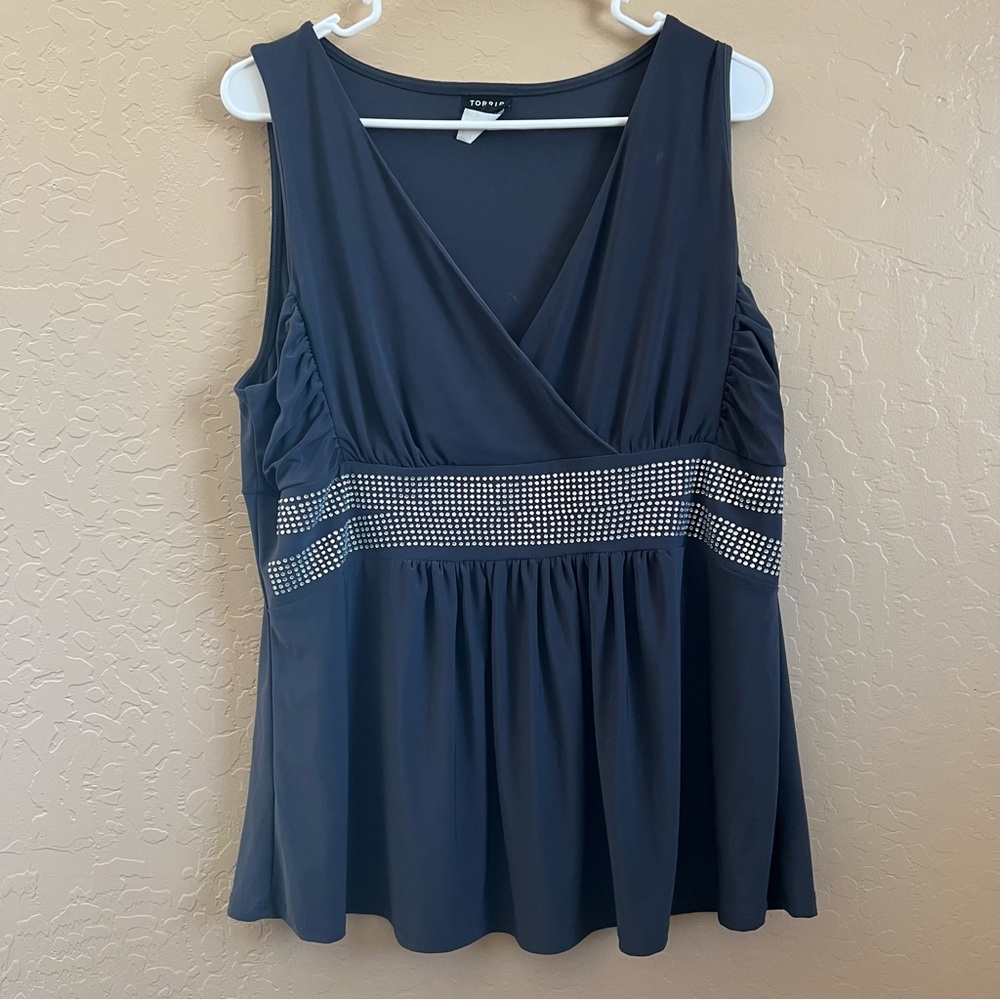 Torrid Gray Rhinestone Peplum Top - Size 2